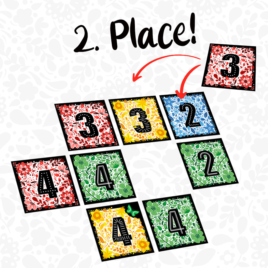 FLOWERS - THE GAME OF STRATEGIC COLOR AND NUMBER PUZZLE CARD