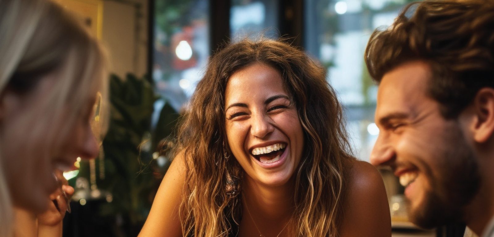 Friends laughing while playing Give Me 3 Drinking Edition