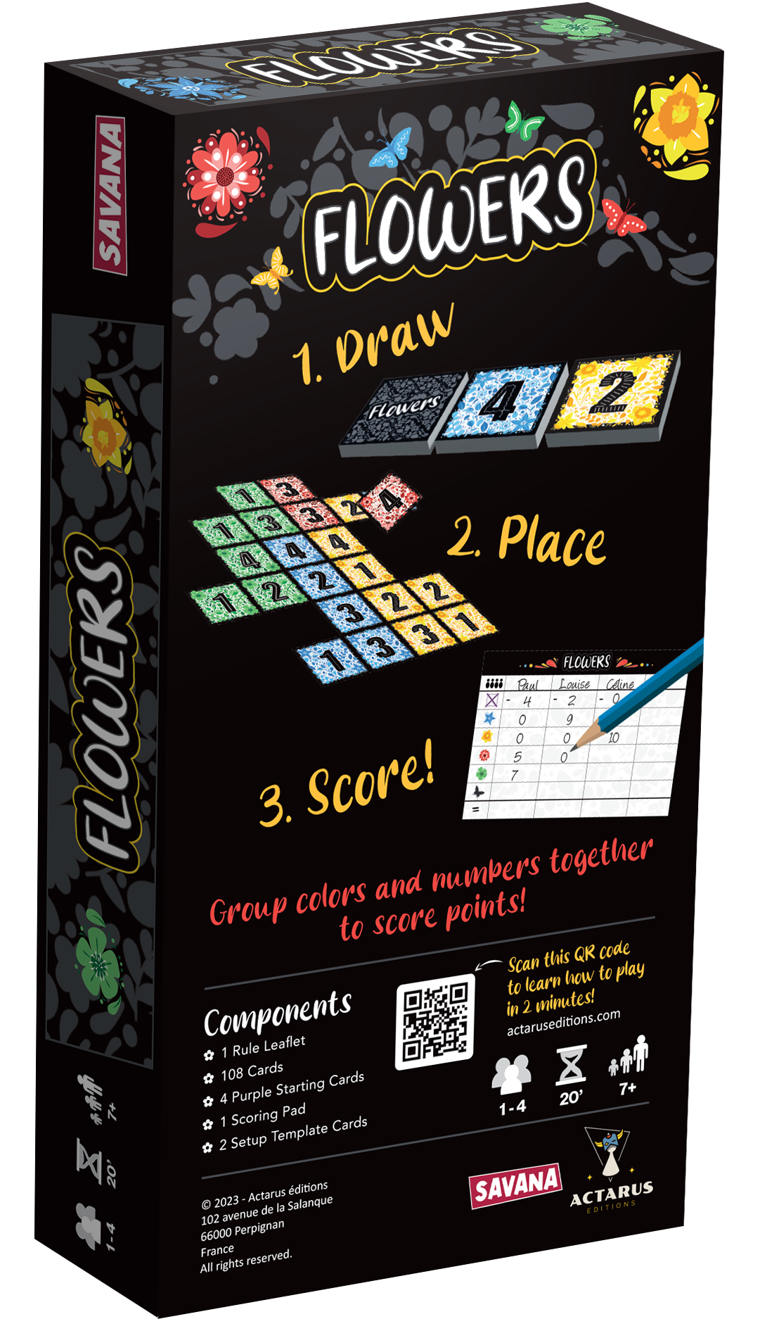 FLOWERS - THE GAME OF STRATEGIC COLOR AND NUMBER PUZZLE CARD