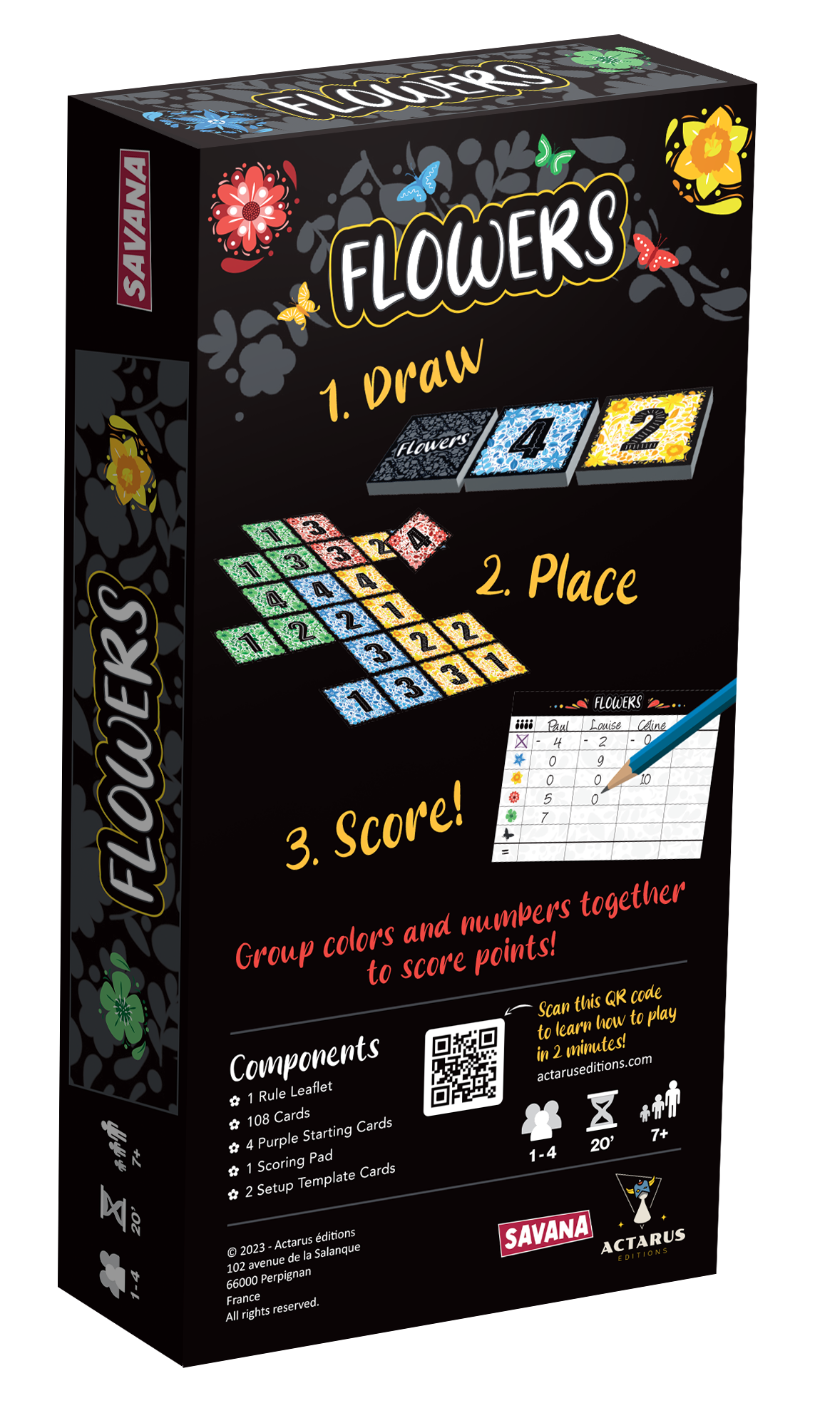 FLOWERS - THE GAME OF STRATEGIC COLOR AND NUMBER PUZZLE CARD