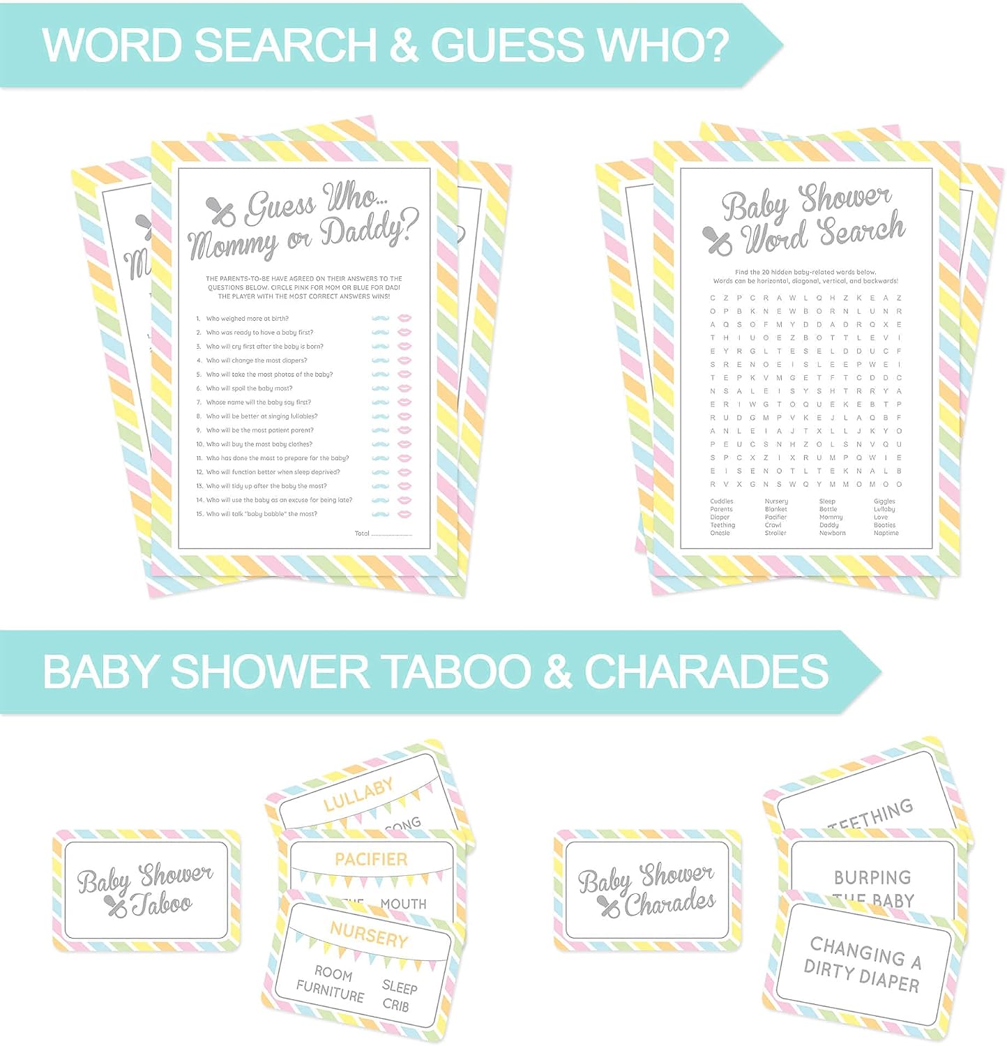 Baby Shower Bundle - 7 Fun Baby Shower Games